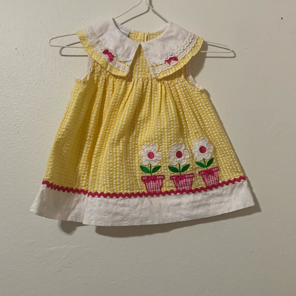 Samara Seersucker Pink/yellow Dress Size 24 months Used